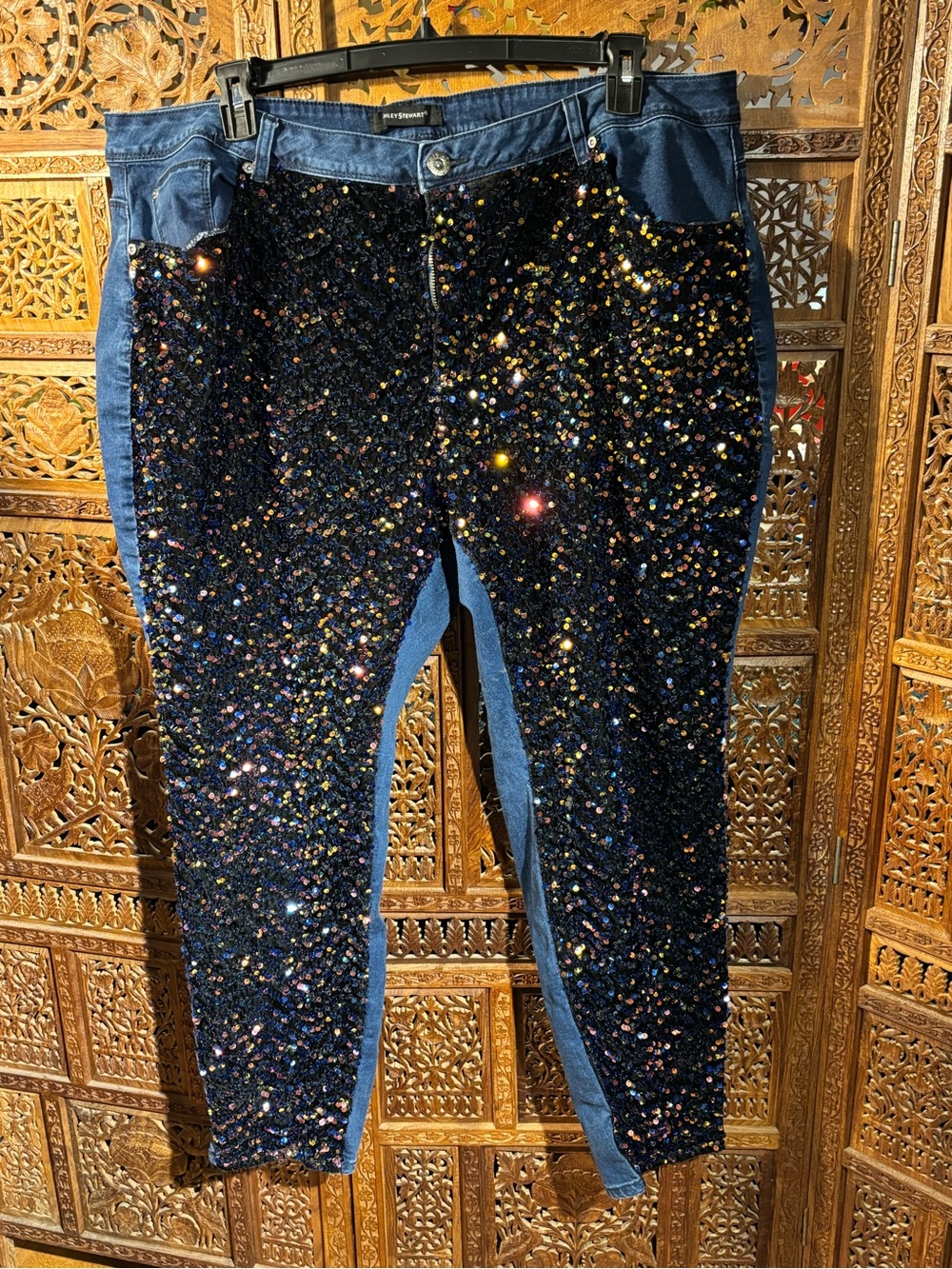 Ashley Stewart Navy Sequin Jeans